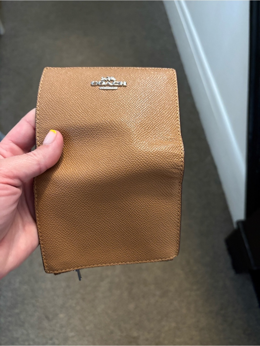 Coach Pebbled Leather Zip Card Wallet in Tan Brown - Picture 5 of 8